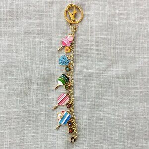 GOLD TONE PICKLEBALL KEYCHAIN RHINESTONE BAG CHARM